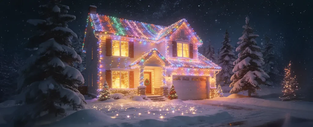 LED-belysning hus julhälsning